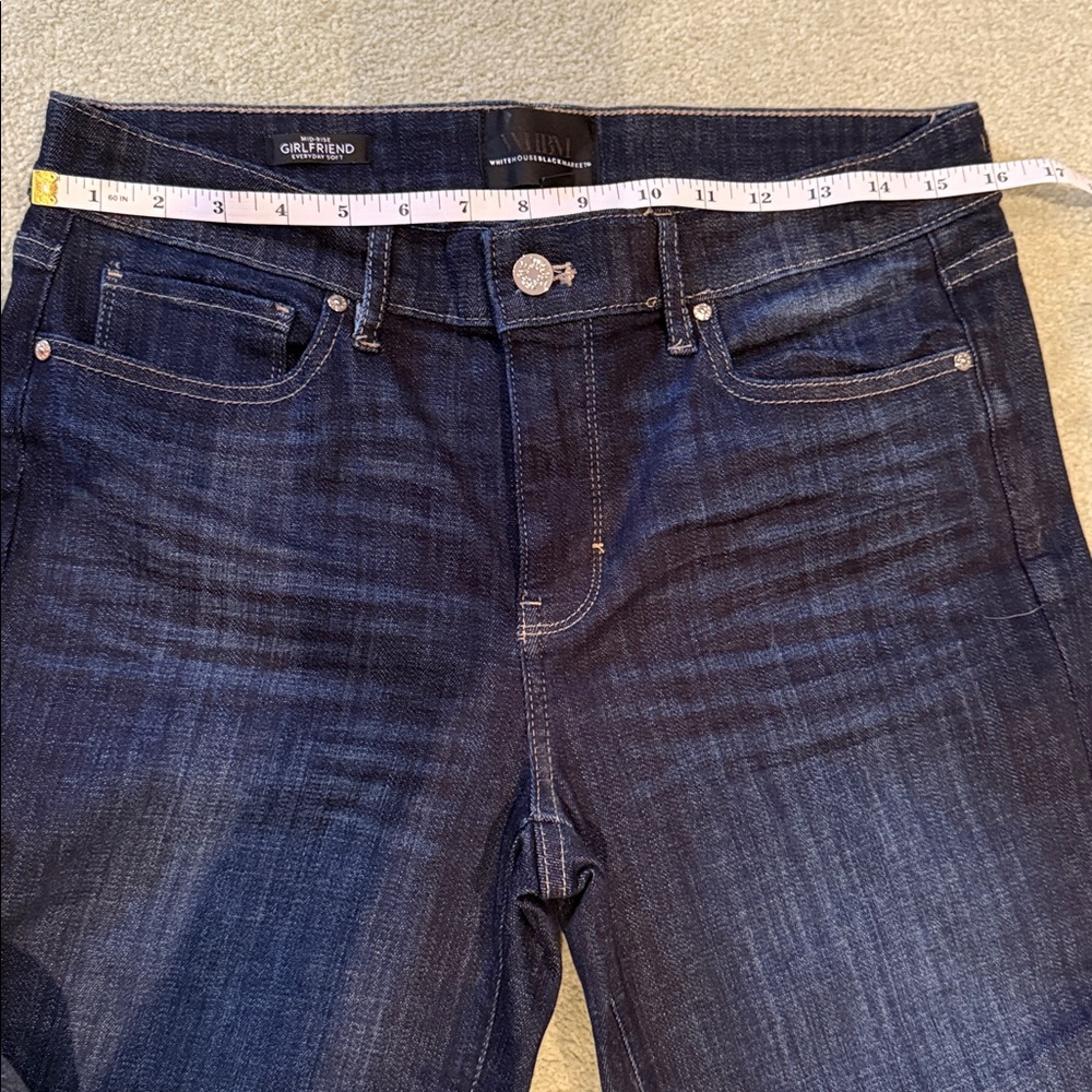 White House Black Market  Dark Blue Denim Girlfriend Jeans size 6 Regular NWT - Picture 3 of 7